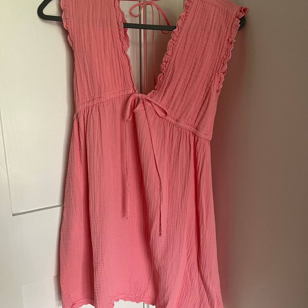 Stark X cotton Pink Sleeveless Ruffle Dress